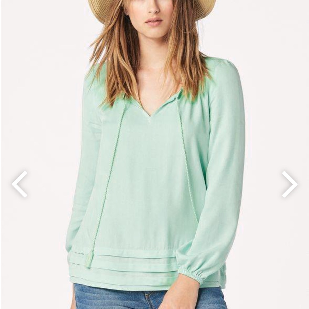 Mint green pleated blouse